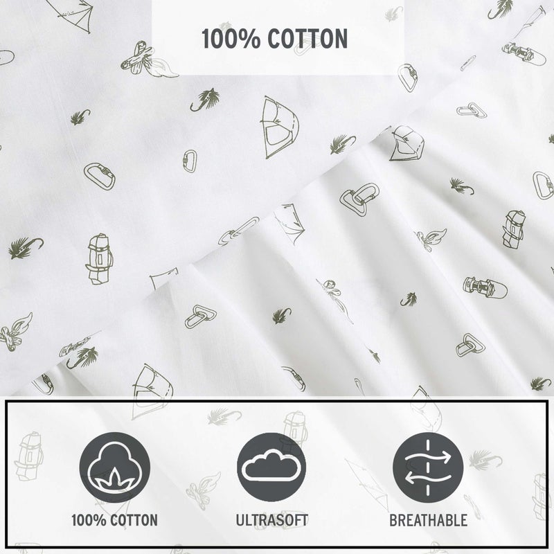 Eddie Bauer - Sheet Set  Luxurious Cotton Percale Bedding with Matching Pillowcases  Crisp & Cool  Fully Elasticized (Camp Green  Full) - Image 5